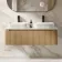 Sorrento Fluted Country Oak Double Wall Hung Drawer Vanity with Marble Top & Reno Basin 1200mm