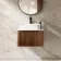 Sorrento Fluted Black Walnut Wall Hung Drawer Vanity with Marble Top & Marin Basin 600mm