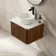 Sorrento Fluted Black Walnut Wall Hung Drawer Vanity with Marble Top & Nevis Basin 600mm