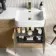 Sicily Fluted Country Oak Basin Vanity and Back To Wall Toilet Unit 1200mm (Excludes Toilet) - Brushed Brass Accents - Right Handed