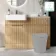 Sicily Fluted Country Oak Basin Vanity with Marble Top & Back To Wall Unit 1200mm (Excludes Toilet) - Chrome Handles