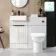 Sicily Fluted Coastal White Combination Vanity Basin and Aruba Toilet 1000mm - Black Accents