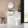 Sicily Fluted Coastal White Combination Vanity Basin and Aruba Toilet 1000mm - Black Accents