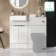 Sicily Fluted Coastal White Vanity and Back To Wall Toilet Unit 1000mm (Excludes Toilet) - Chrome Handles