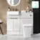 Sicily Fluted Coastal White Combination Vanity Basin with Marble Top & Houston Toilet 1000mm - Chrome Handles