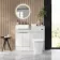 Sicily Fluted Coastal White Combination Vanity Basin with Marble Top & Houston Toilet 1000mm - Chrome Handles