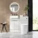 Sicily Fluted Coastal White Combination Vanity Basin with Marble Top & Utah Comfort Height Toilet 1000mm - Chrome Handles
