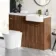 Sicily Fluted Black Walnut Combination Vanity Basin and Tucson Toilet 1200mm - Brushed Brass Accents - Right Handed