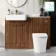 Sicily Fluted Black Walnut Combination Vanity Basin with Marble Top & Tucson Toilet 1200mm - Brushed Brass Accents