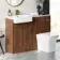 Sicily Fluted Black Walnut Combination Vanity Basin with Marble Top & Houston Toilet 1200mm - Brushed Brass Accents