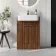 Sicily Fluted Black Walnut Vanity with Semi Recessed Basin 600mm - Chrome Handles