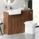 Sicily Fluted Black Walnut Combination Vanity Basin and Aruba Toilet 1200mm - Chrome Handles