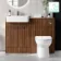 Sicily Fluted Black Walnut Combination Vanity Basin and Miami Toilet 1200mm - Chrome Handles