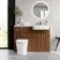 Sicily Fluted Black Walnut Combination Vanity Basin and Tucson Toilet 1200mm - Chrome Handles - Right Handed