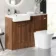 Sicily Fluted Black Walnut Combination Vanity Basin with Marble Top & Tucson Toilet 1200mm - Chrome Handles