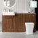 Sicily Fluted Black Walnut Combination Vanity Basin with Marble Top & Houston Toilet 1500mm - Chrome Handles