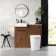 Sicily Fluted Black Walnut Combination Vanity Basin with Marble Top & Utah Comfort Height Toilet 1000mm - Black Accents