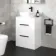 Avon Gloss White Vanity Drawer with Curved Counter Top Basin 600mm - Black Accents