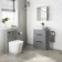 Avon Stone Grey Vanity Drawer with Curved Counter Top Basin 600mm - Black Accents