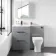 Avon Stone Grey Combination Basin Drawer and Atlanta Toilet 1100mm - Black Accents - Left Handed