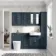 Monaco Inky Blue Combination Vanity Basin and Boston Toilet 1500mm - Brushed Brass Accents