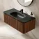 Sorrento Fluted Black Walnut Wall Hung Drawer Vanity with Black Basin 1000mm