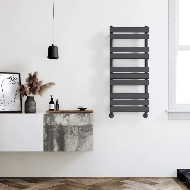 Santorini Anthracite Flat Panel Heated Towel Rail 1000x450mm