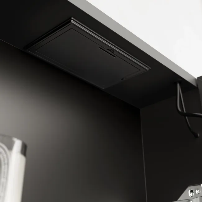 Esme Battery Powered Matt Black Illuminated LED Mirror Cabinet 600x450mm