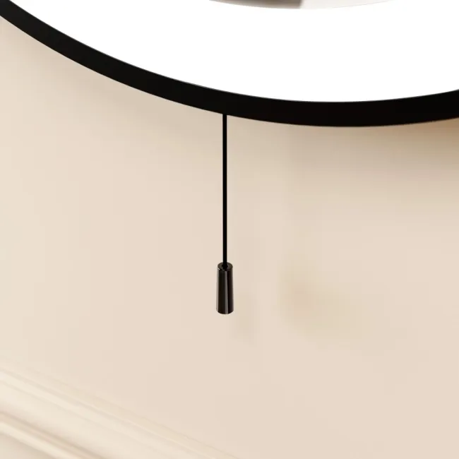 Delilah Battery Powered Black Framed Round Illuminated LED Mirror 800mm