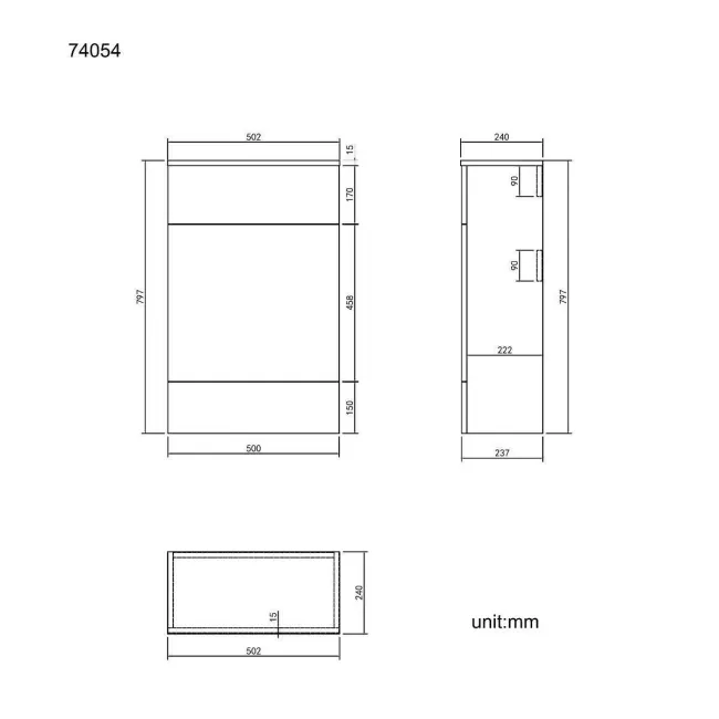 Harper Charcoal Elm Back To Wall Toilet Unit 500mm