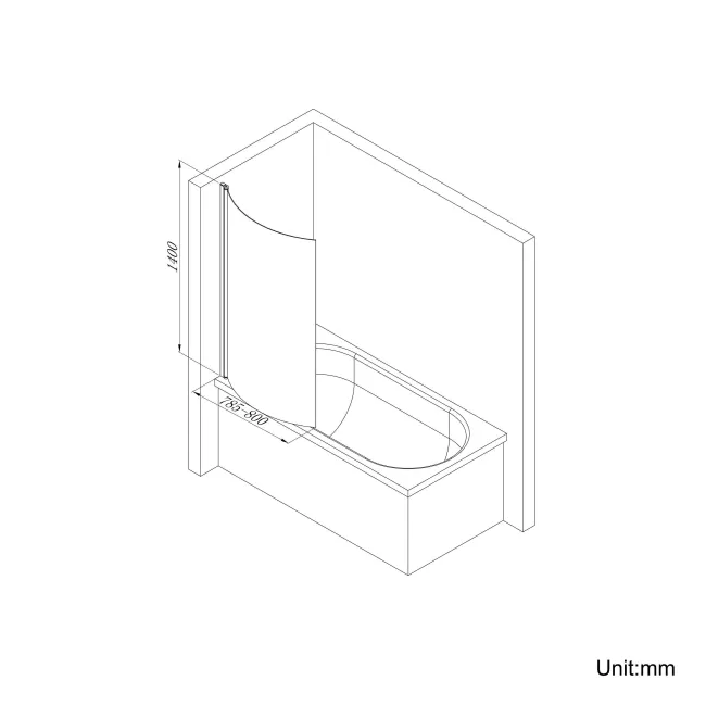 P Shaped 1700 Shower Bath with Front Panel & 4mm Screen - Right Handed