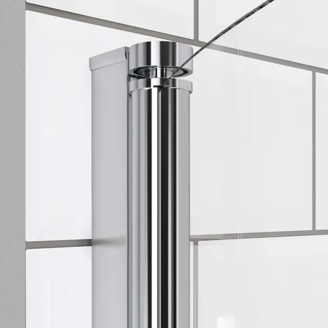 P Shaped 1700 Shower Bath with Front Panel & 6mm Easy Clean Screen with Rail - Left Handed
