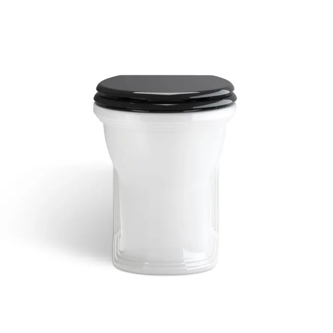 Alma Traditional Rimless Back To Wall Toilet With Gloss Black Wooden Soft Close Seat