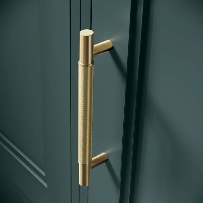 Midnight Green Wall Hung Cabinet 700x300mm - Brass Knurled Handles