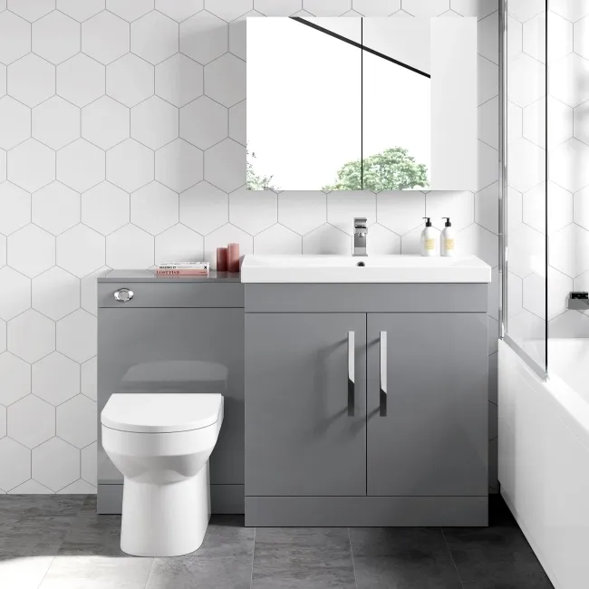 Avon Stone Grey Combination Vanity Basin and Miami Toilet 1300mm