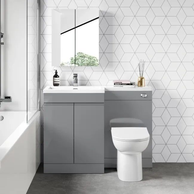 Trent Stone Grey Combination Vanity Basin and Aruba Toilet 1100mm - Left Handed