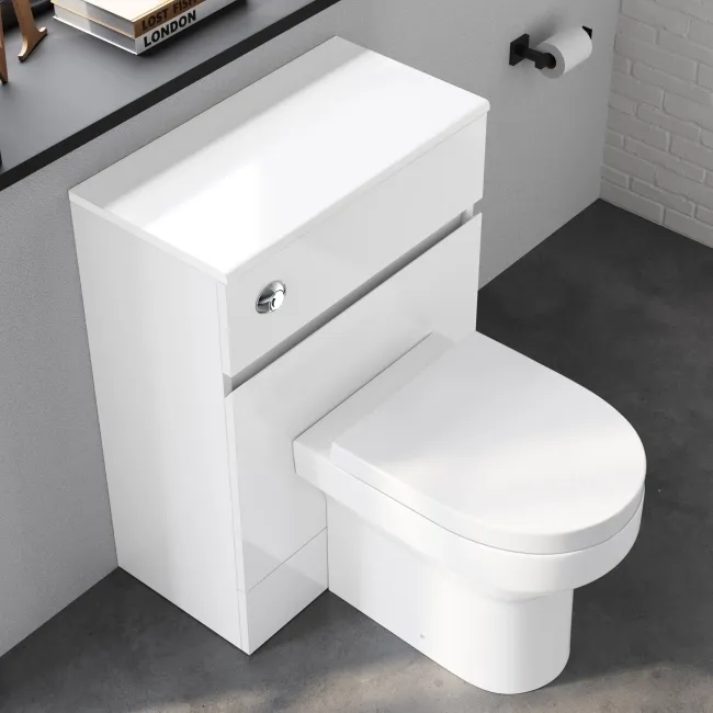 Foster Gloss White Back To Wall Unit and Denver Toilet