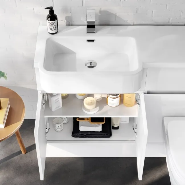 Foster Gloss White Combination Vanity Basin and Seattle Toilet 1200mm - Left Handed