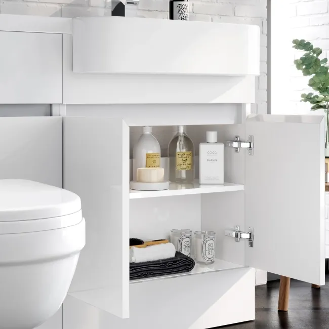 Foster Gloss White Combination Vanity Basin and Seattle Toilet 1200mm - Right Handed