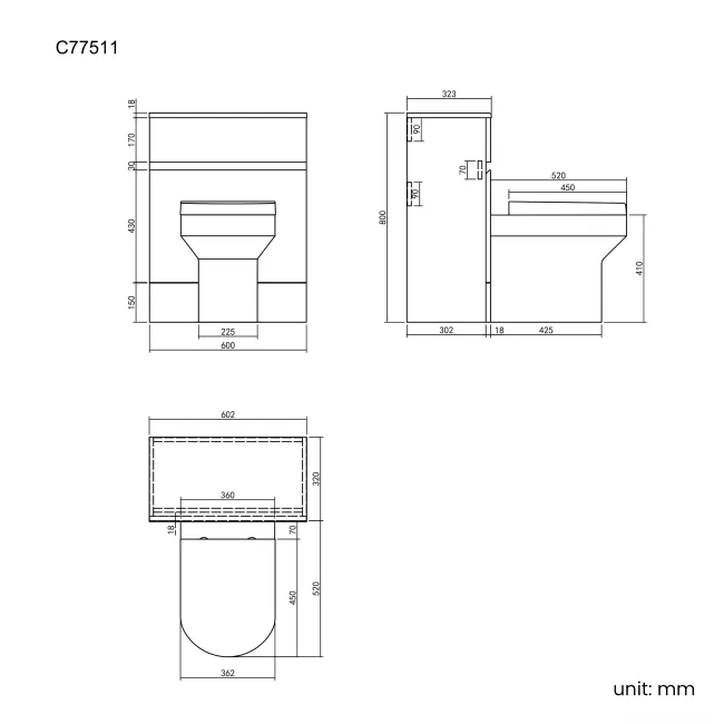 Foster Stone Grey Back To Wall Unit and Denver Toilet