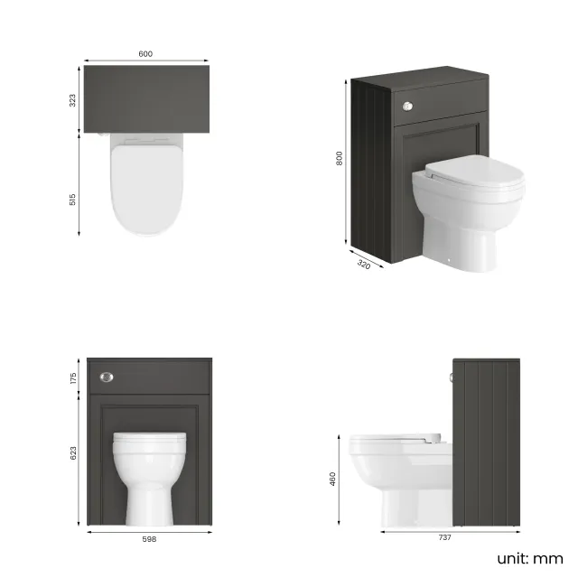 Traditional Graphite Grey Back To Wall Unit and Seattle Toilet