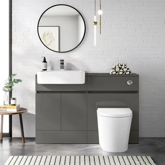 Foster Tungsten Grey Back To Wall Unit and Boston Toilet