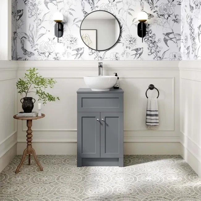 Milos Fog Grey Vanity with Mesa Basin 500mm - Chrome Handles