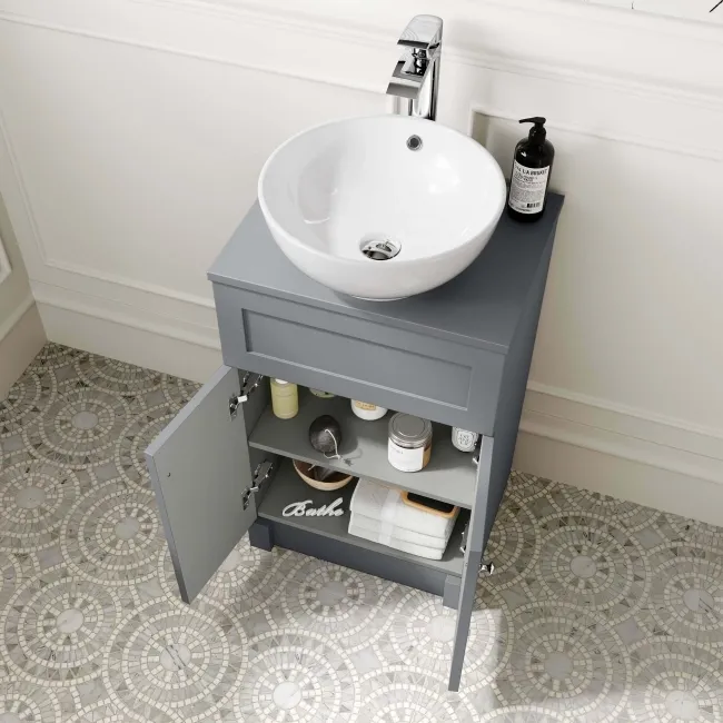 Milos Fog Grey Vanity with Mesa Basin 500mm - Chrome Handles