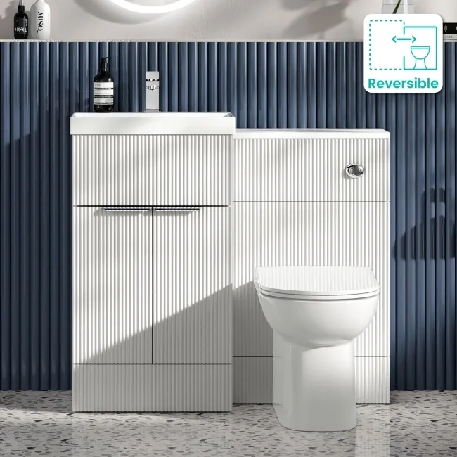 Havana Fluted Coastal White Combination Vanity Basin and Aruba Toilet 1000mm - Chrome Handles