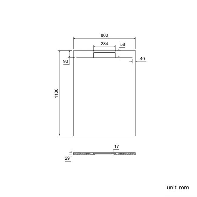 Tokyo Rectangular Matt Black Slate Texture Stone Shower Tray 1100x800mm