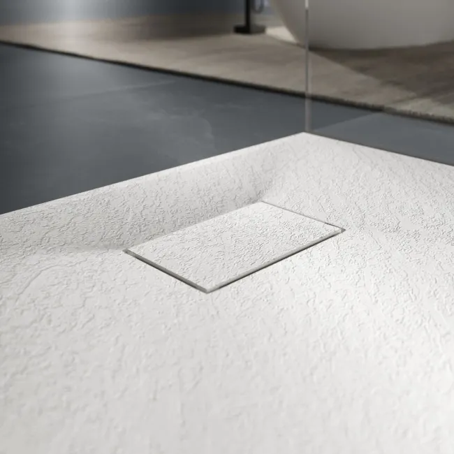 Berlin Rectangular Matt White Slate Effect SMC Composite Shower Tray 1400x700mm