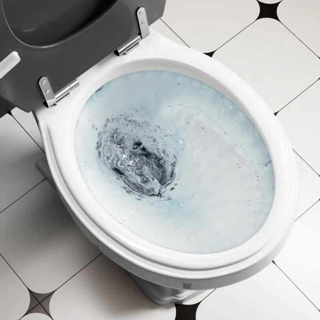 Lima Traditional Close Coupled Toilet With Graphite Grey Wooden Seat