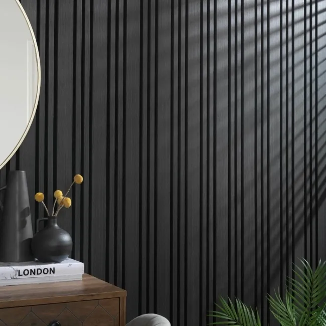 Trepanel Design® Noir Black Multi-Width Acoustic Wood Wall Panels