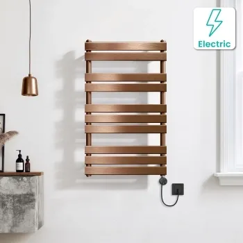 Santorini Electric Brushed Copper Flat Panel Heated Towel Rail 1000x600mm
